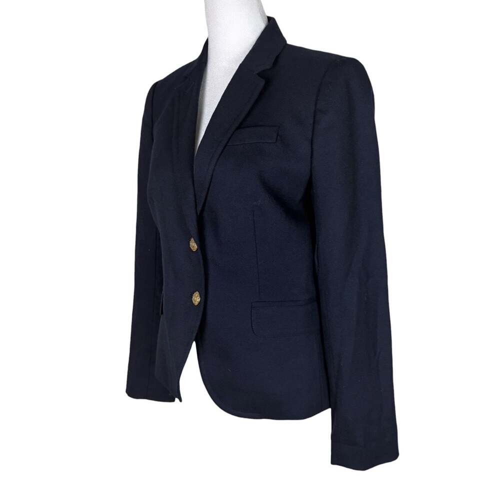 J. Crew Schoolboy Wool Blend Navy Blue Gold Button Blazer Preppy Career Size 2 - Picture 5 of 7